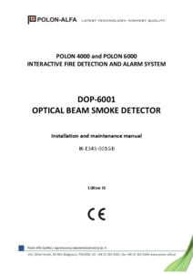 DOP-6001 és DOP-6001R vonali füstérzékelők - alkalmazástechnikai útmutató